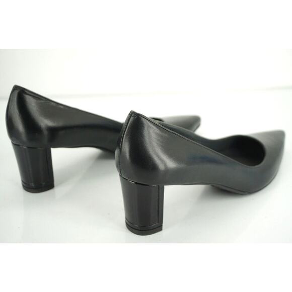 Stuart Weitzman Black Leather Classic Pointy Toe Heels Pumps SZ 8.5 Narrow $385 - Picture 3 of 12